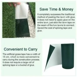 Bande De Gazon 15cm5m Antidérapant Bande Jonction Gazon Artificielle Auto-adhésive Bande De Couture D'Herbe Forte Adhérence Pour Gazon Artificiel Jardin Pelouse Tapis Balcons, Vert,1 Pcs -Bostikhost Magasin 100266465 5