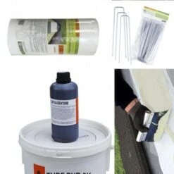 MBM KIT DE POSE DE PELOUSE Artificielle 10 Kg De Colle + 25 M De Bande De Jonction + 20 Piquets