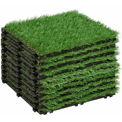 OUTSUNNY Gazon Synthétique Artificiel Set De 10 Dalles Carreaux 30 X 30 Cm épaisseur Confort 3,5 Cm à Emboîter Vert 1 OUTSUNNY Gazon Synthétique Artificiel Set De 10 Dalles Carreaux 30 X 30 Cm épaisseur Confort 3,5 Cm à Emboîter Vert