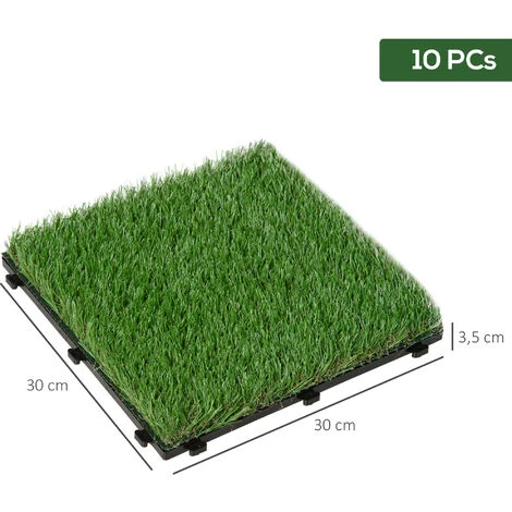 OUTSUNNY Gazon Synthétique Artificiel Set De 10 Dalles Carreaux 30 X 30 Cm épaisseur Confort 3,5 Cm à Emboîter Vert 3 OUTSUNNY Gazon Synthétique Artificiel Set De 10 Dalles Carreaux 30 X 30 Cm épaisseur Confort 3,5 Cm à Emboîter Vert – Image 3