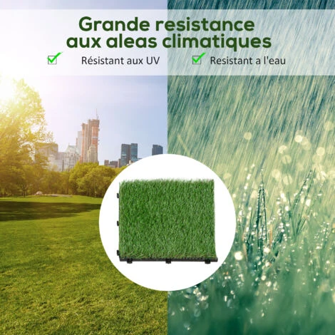OUTSUNNY Gazon Synthétique Artificiel Set De 10 Dalles Carreaux 30 X 30 Cm épaisseur Confort 3,5 Cm à Emboîter Vert 5 OUTSUNNY Gazon Synthétique Artificiel Set De 10 Dalles Carreaux 30 X 30 Cm épaisseur Confort 3,5 Cm à Emboîter Vert – Image 5