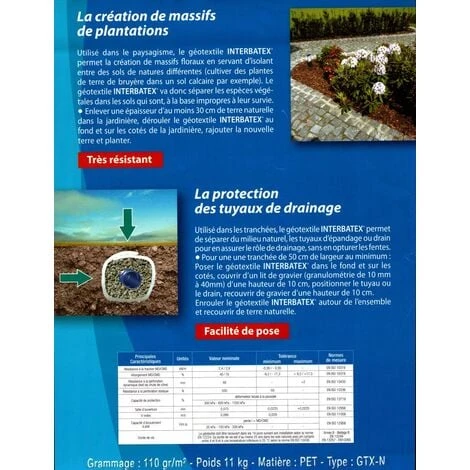 Géotextile 2 Mètre De Large 110 Gr / M2 (vendu Au Mètre) 4 Géotextile 2 Mètre De Large 110 Gr / M2 (vendu Au Mètre) – Image 4