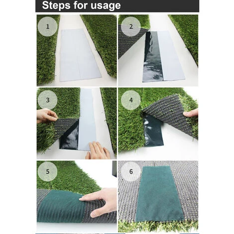 Bande Adhésive De Gazon Synthétique 150mmx10m Ruban Adhésif D'herbe Tapis (2 Couleurs)(Black) 3 Bande Adhésive De Gazon Synthétique 150mmx10m Ruban Adhésif D'herbe Tapis (2 Couleurs)(Black) – Image 3